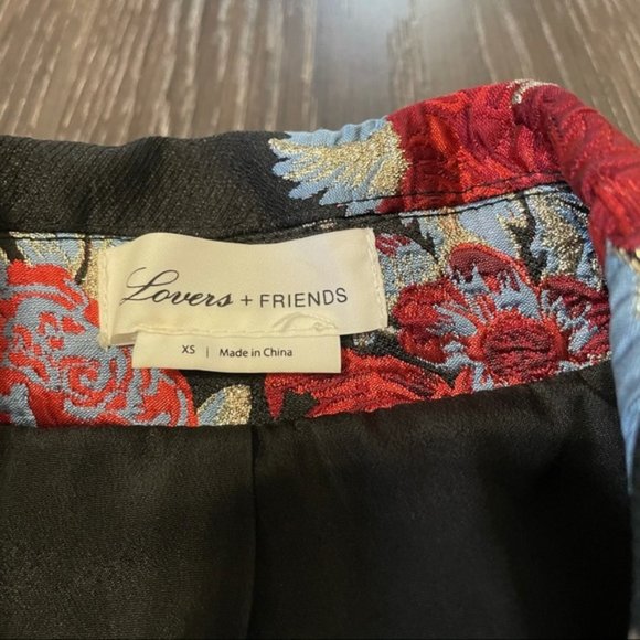 LOVERS + FRIENDS Sz XS Ally Blazer Mini Dress Black Floral Metallic - Picture 2 of 5